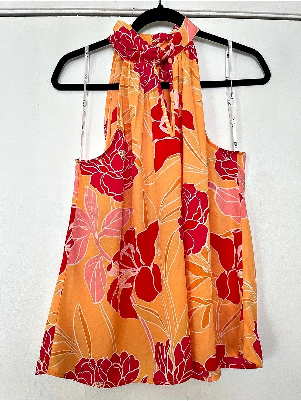 DR2 Floral Halter Tank in Orange & Red XL